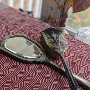 Vintage Handheld Mirror and Brush Set