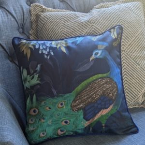 Peacock Garden Throw Pillow